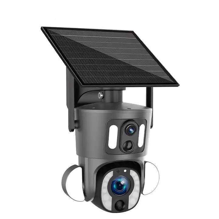 Fotocamera intelligente a doppio obiettivo con pannello solare da 9W a distanza IR da 5-40M