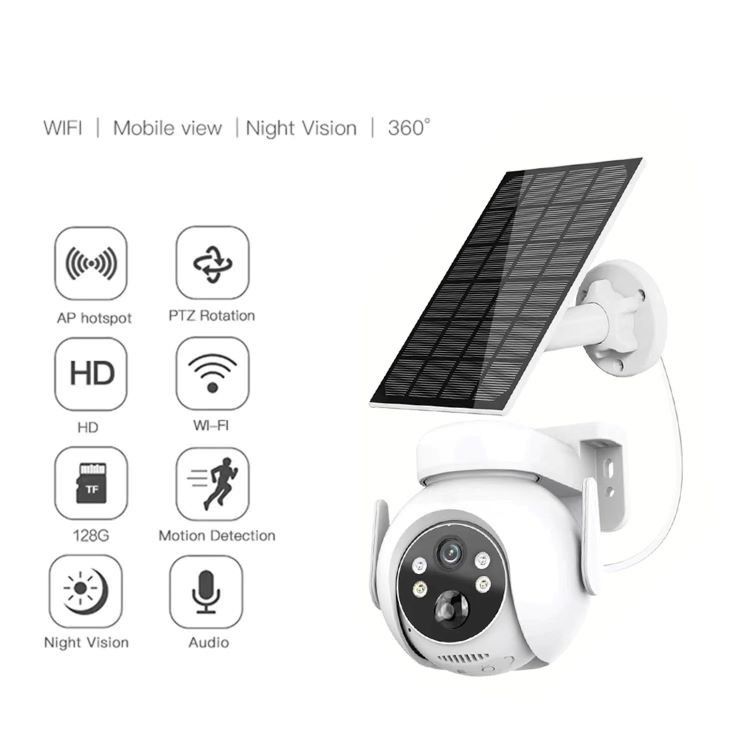 2MP WiFi Camera solare impermeabilizzante 2 Way Talk Visione notturna a colori