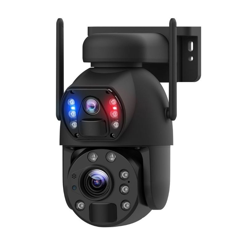 Fotocamera di allarme PTZ a batteria solare resistente alle intemperie 10X Zoom Nero