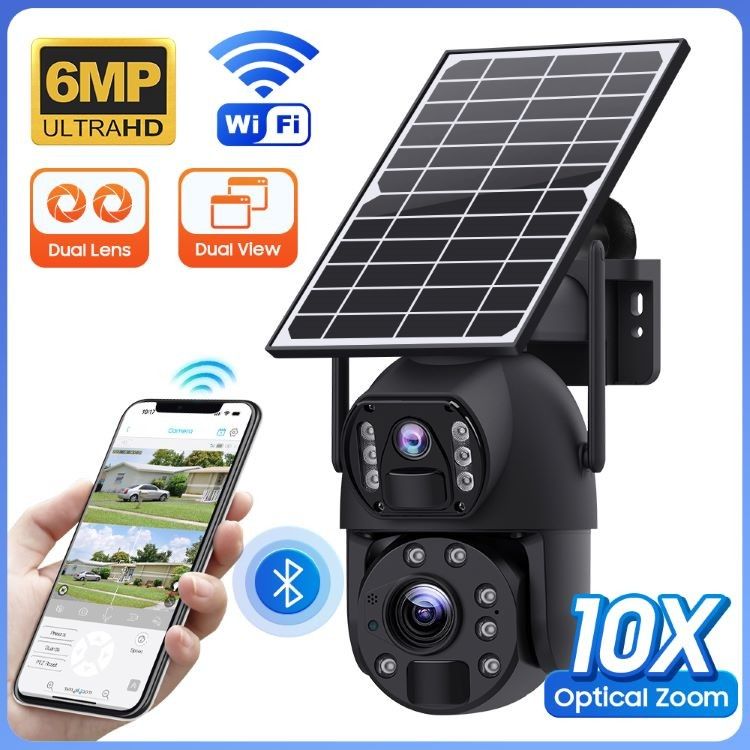 Sorveglianza wireless UBOX Camera solare 6MP Risoluzione visione notturna a colori